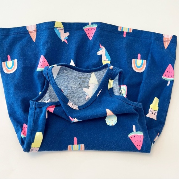 ⚡️4/$20⚡️Carter's Kids Navy Unicorn and Ice Cream Dress | Girls 3T - Picture 3 of 9